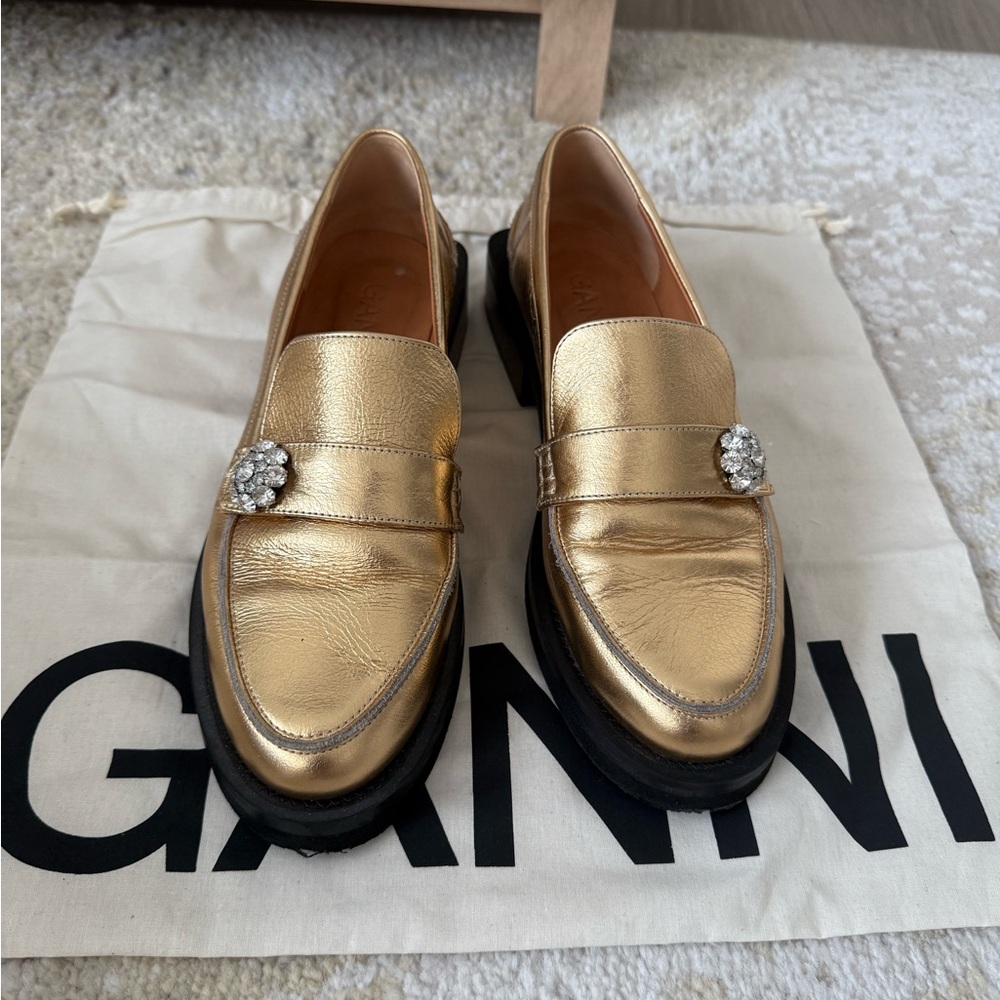 Ganni Gold Women's Loafers